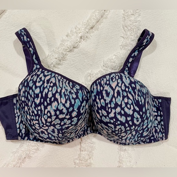 Avenue Navy and Light Blue Patterned Bra - Picture 3 of 5